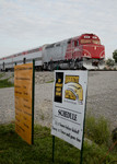 The Hawkeye Express gets a lot of fans in Coralville, IA.  02-Sept-2006.