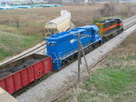 East train at the Wilton overpass, waiting for the rail gang to clear up, Nov. 11, 2007.