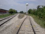 You can see the drop in elevation between the main track and the runaround.