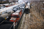 850 on the coal train, IC yard, Dec. '95.  The gray engine is a lease junker 1792, former CSX.