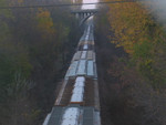 Looking west from the east overpass in Adair, Oct. 25, 2005.  Compare this view with the one on p.37 of May '04 Trains magazine.