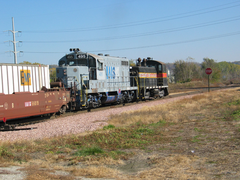 CBSW switching cars at UP's yard, looking east at the crossing of UP's 12th St. line, Oct. 25, 2005.