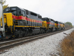 EB RI turn cleared up at the east end of Walcott siding, waiting for the westbound, Oct. 31, 2005.