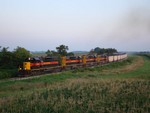 The ICCR crests the hill southwest of Walford, Iowa with NOKL hoppers,  07/26/2008.