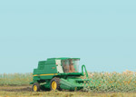 Busch's corn stalks and a ERTL John Deere Combine are featured in this cornfield scene between Beisser Lumber and Geneser Feed.