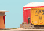 A Railbox car containing Oriented Strand Board is delivered to Millard Lumber in Urbandale.