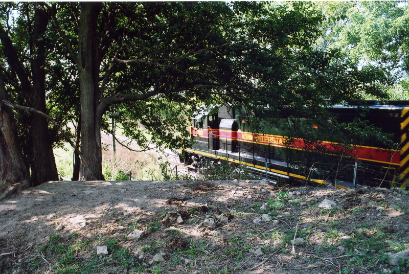 The westbound passes the site of the former BCR&N overpass at Stockton, Aug. 30, 2005.