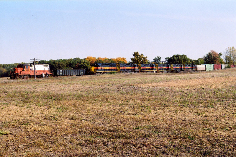 The west train and the local meet at N. Star west switch, Oct. 17, 2005.