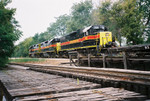 717 West at Mo. Div. Jct., June 29, 2005.  In the foreground is the former double track "Golden State" main to West Dav., now the IC&E interchange track.