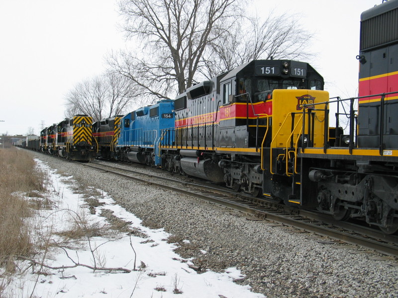 Turn/westbound meets the eastbound at N. Star.  Both trains are stopped while the crews trade places.